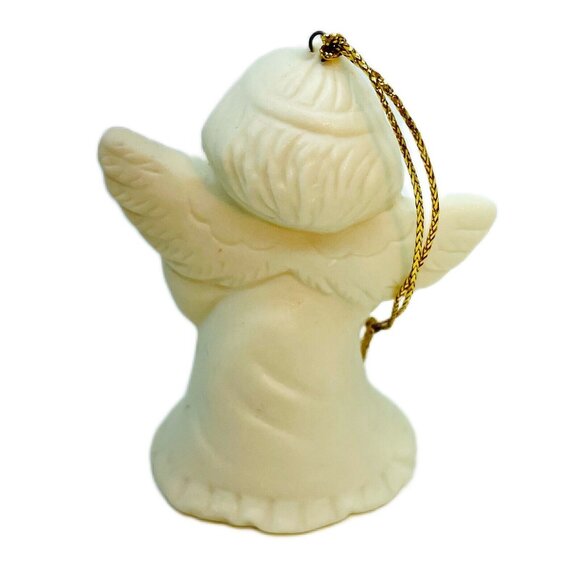 Vintage White Angel With Wings Holding Lamb Christmas Ornament Ceramic Taiwan - Picture 2 of 13